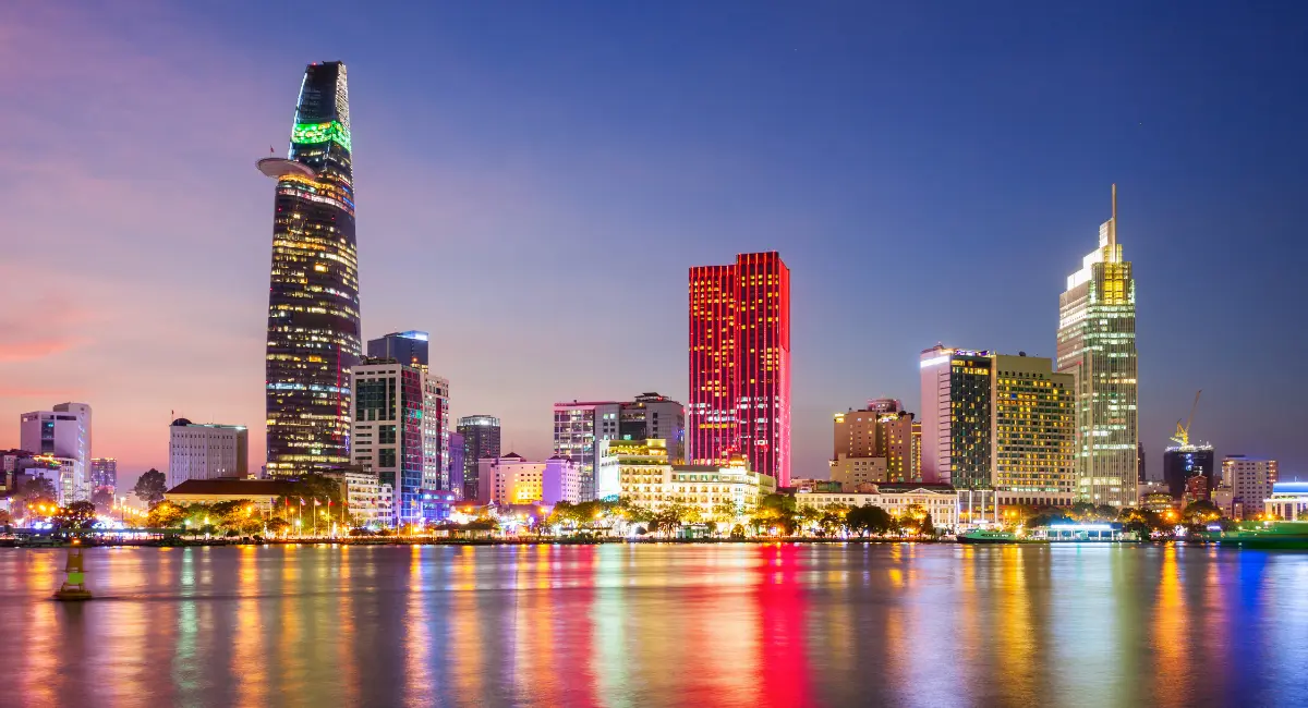 Panoramic view of the Ho Chi Minh City skyline, representing the southern consular jurisdiction in Vietnam.