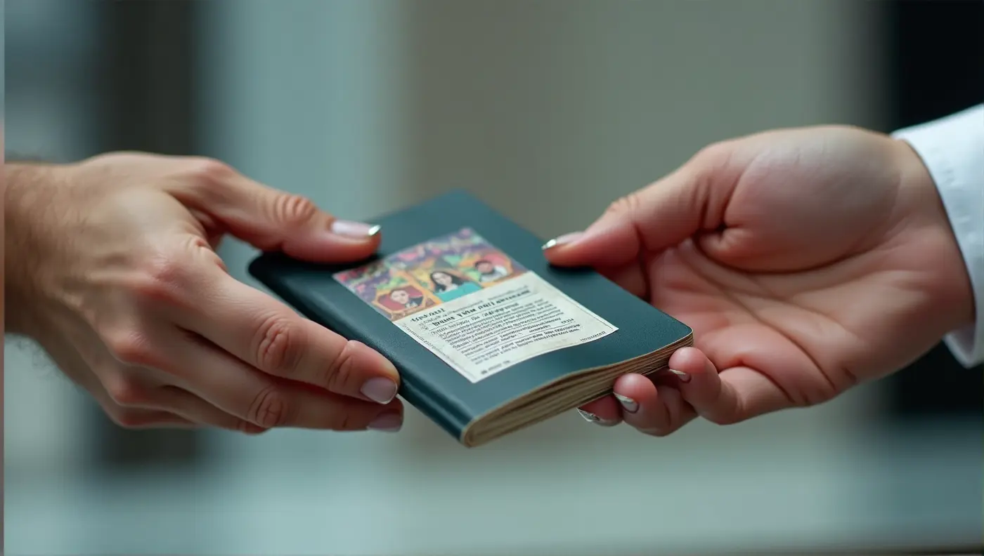 Passport with visa sticker being returned, representing visa approval after processing time and fee payment.