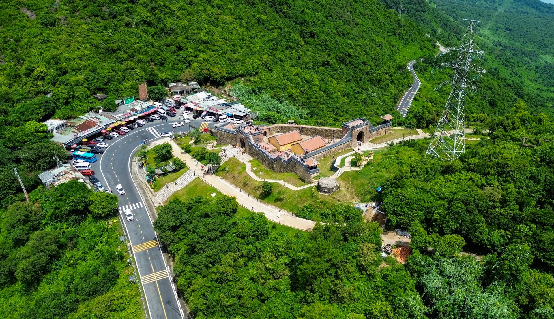 Scenic Hai Van Pass road connecting Hue Vietnam Da Nang.