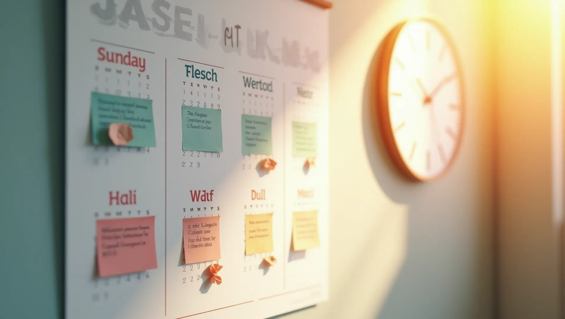 Wall calendar with marked dates indicating Vietnam visa processing time and waiting period.