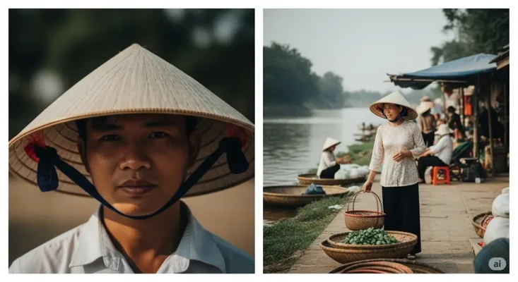 Diptych Close-up of Vietnamese