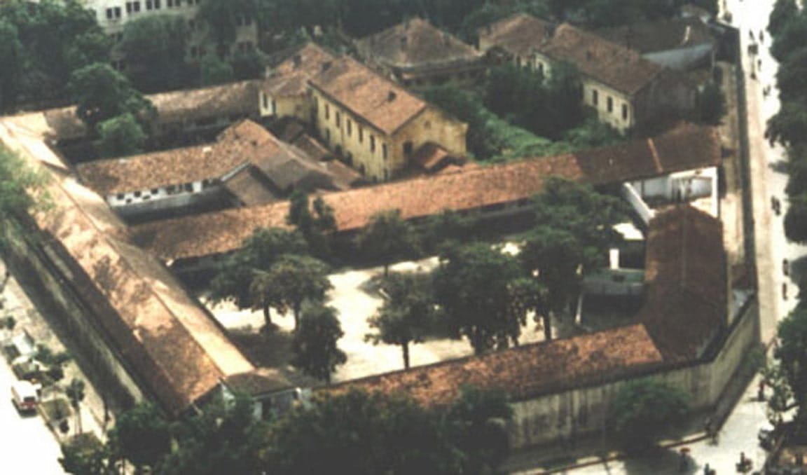 Preserved corridor Hoa Lo Prison Museum Hanoi Vietnam today