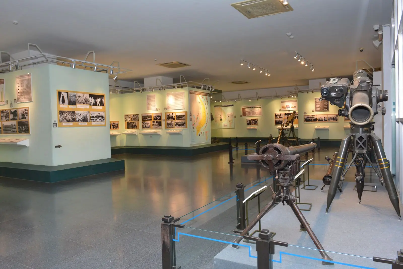 Somber anti-war photographic displays inside the War Remnants Museum Vietnam