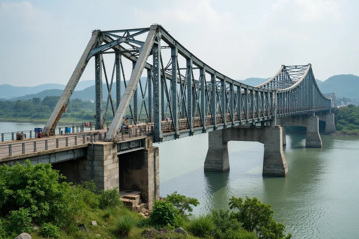 The historic Hien Luong Bridge, a key landmark in the Vietnam DMZ, crossing the Ben Hai River