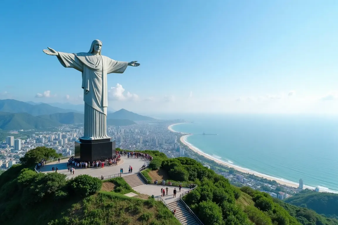 The iconic Christ of Vung Tau statue offering panoramic views of Vung Tau Vietnam and its beautiful coastline.