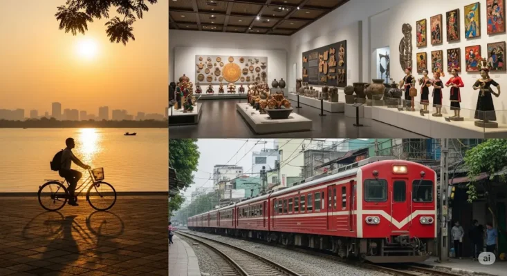 Unique Hanoi experiences cycling West Lake Ethnology Museum and Train Street