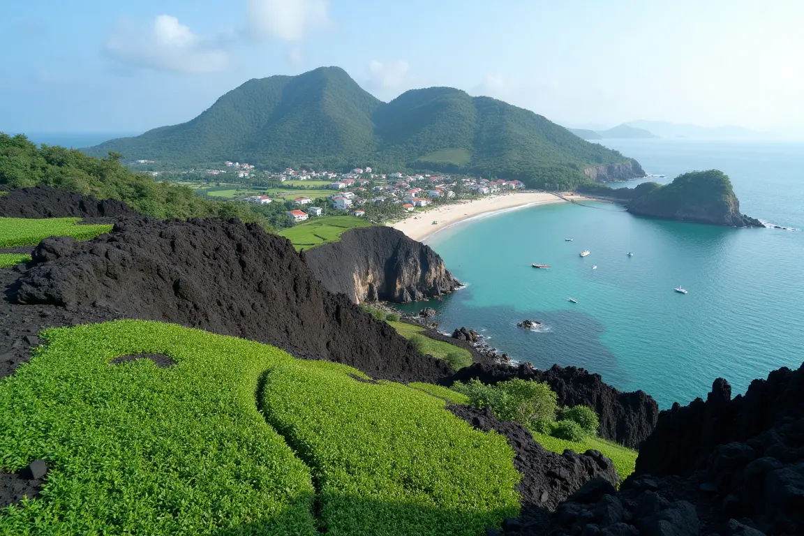 Volcanic landscape of Ly Son Island, a hidden gem among Vietnam islands showcasing unique geology